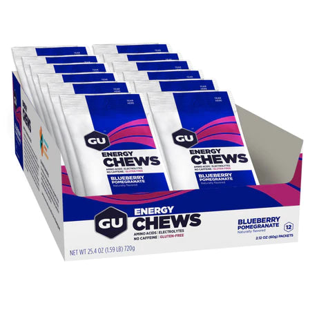 Caja de Gomitas Chews Blueberry Pomegranate Gu Energy-Rideshop