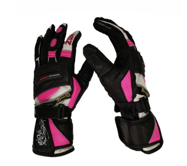 KMZ Guantes Moto Mujer Jordania II Negro/Blanco/Rosado - Rideshop