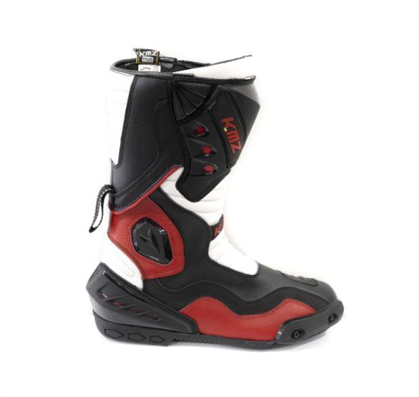 Botas Moto Qatar Negro/Blanco/Rojo KMZ - Rideshop