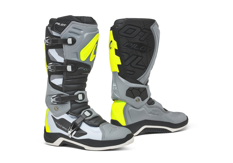 Bota de Moto Pilot Grey/White/Yellow Fluo Forma - Rideshop