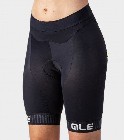 Ale Shorts Solid Traguardo Neg/Bco Mujer - Rideshop