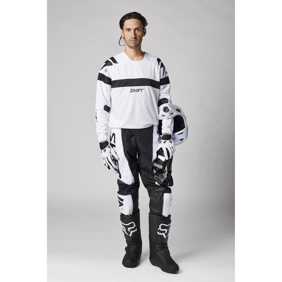 Pantalon Moto Whit3 Label Trac Blanco/Negro Shift - Rideshop