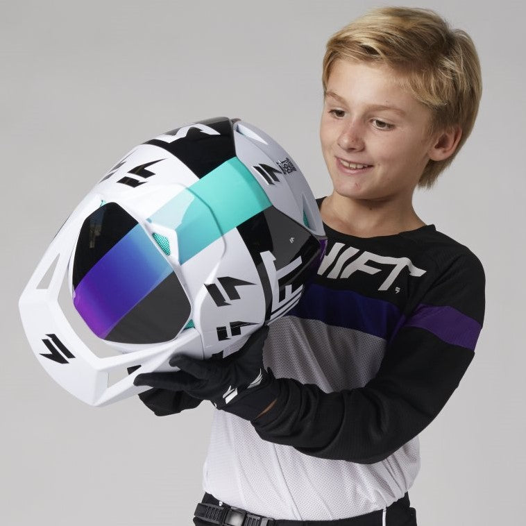 Shift Casco Moto Niño White Label Uv Blanco/Morado - Rideshop