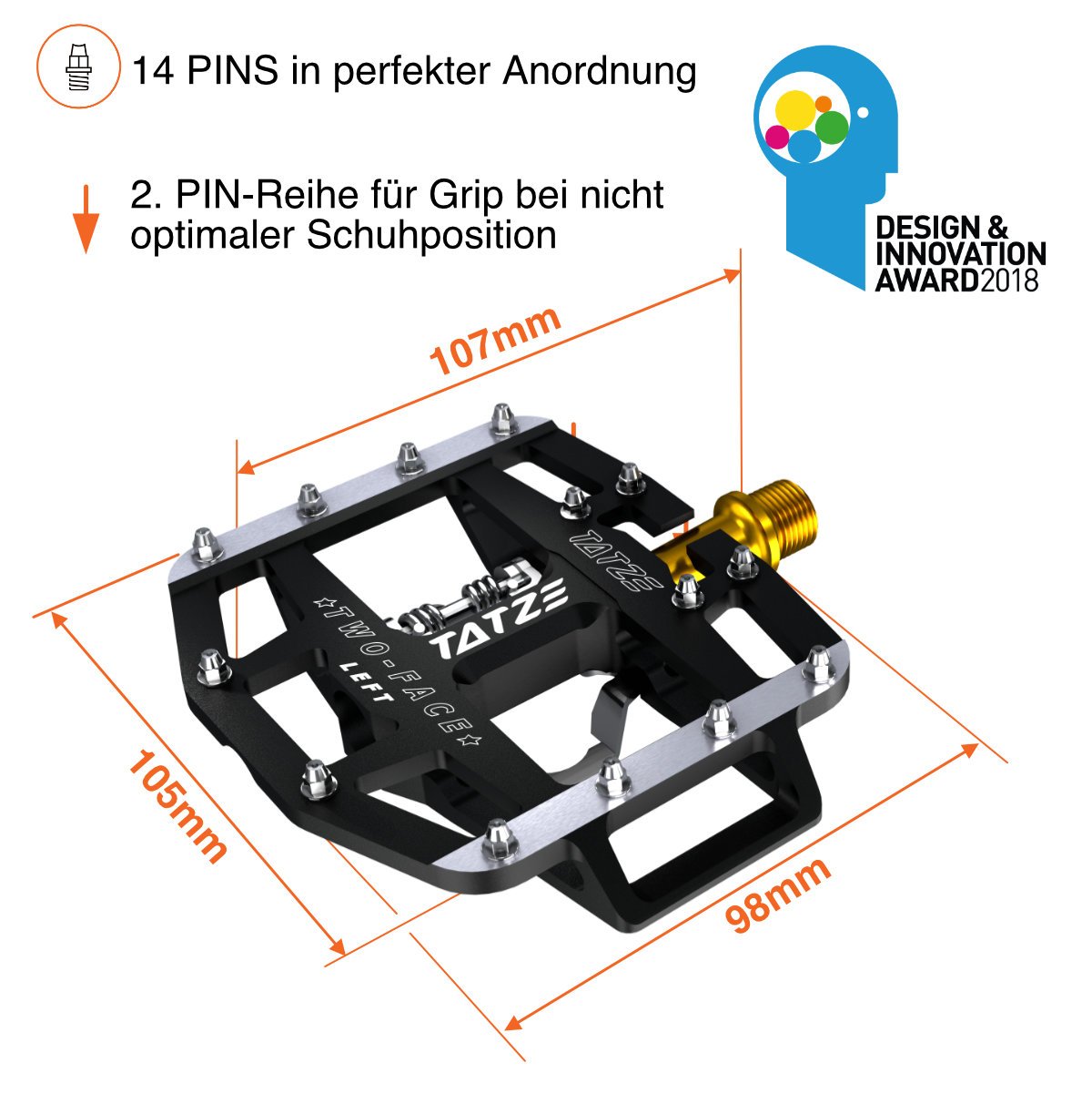 Pedal de Plataforma y Fijación Two-Face Titanio Tatze - Rideshop