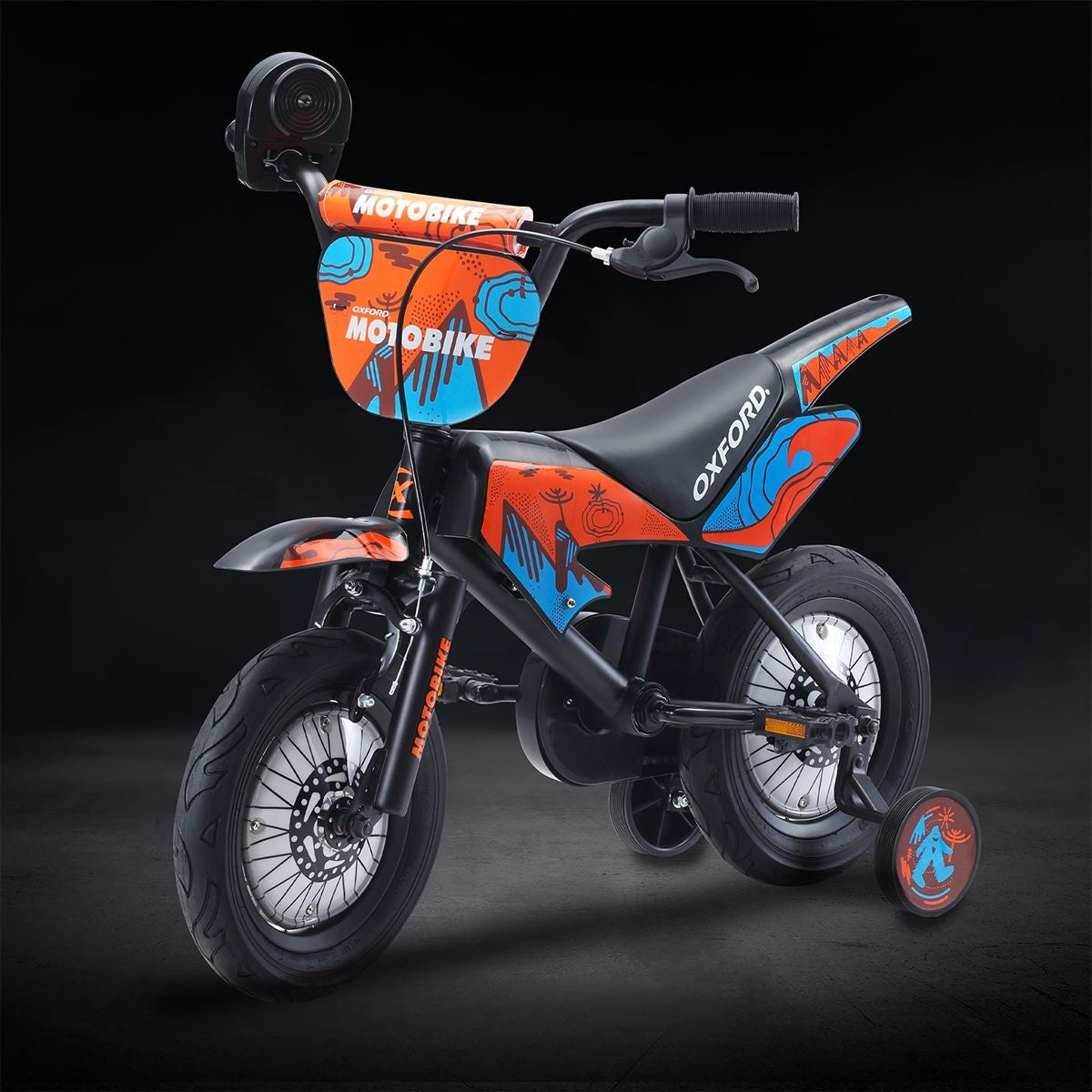 Bicicleta de Niños 12 Moto Bike 1v Negro/Naranja Oxford - Rideshop