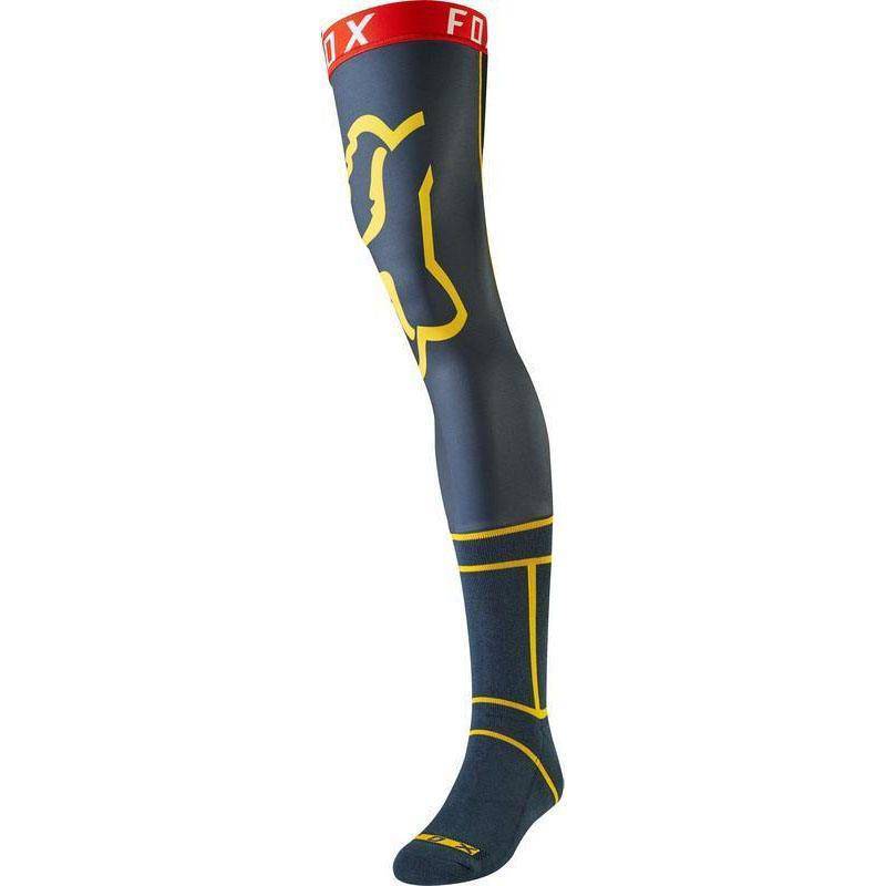 Calcetines Moto Knee Brace Azul Marino/Amarillo Fox Racing - Rideshop