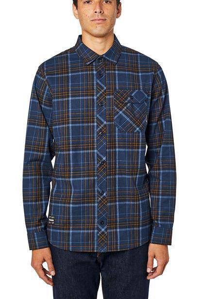 Camisa Lifestyle Manga Larga Gamut Stretch Azul/Dorado Fox Racing - Rideshop