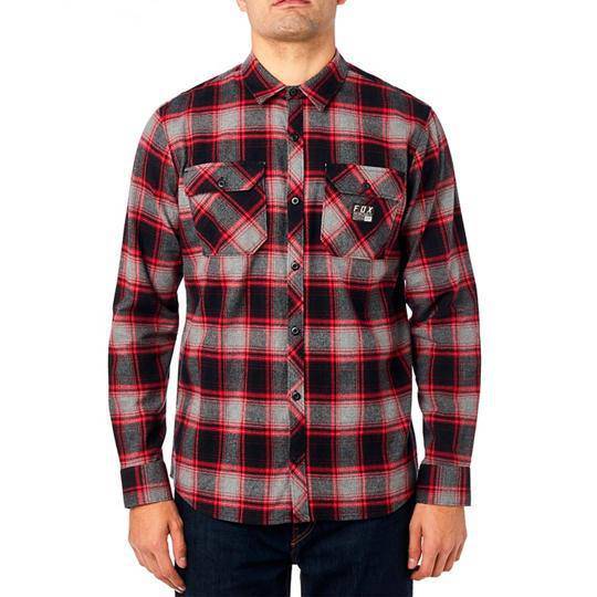 Camisa Lifestyle Traildust Flannel Gris Rojo Fox Racing. - Rideshop