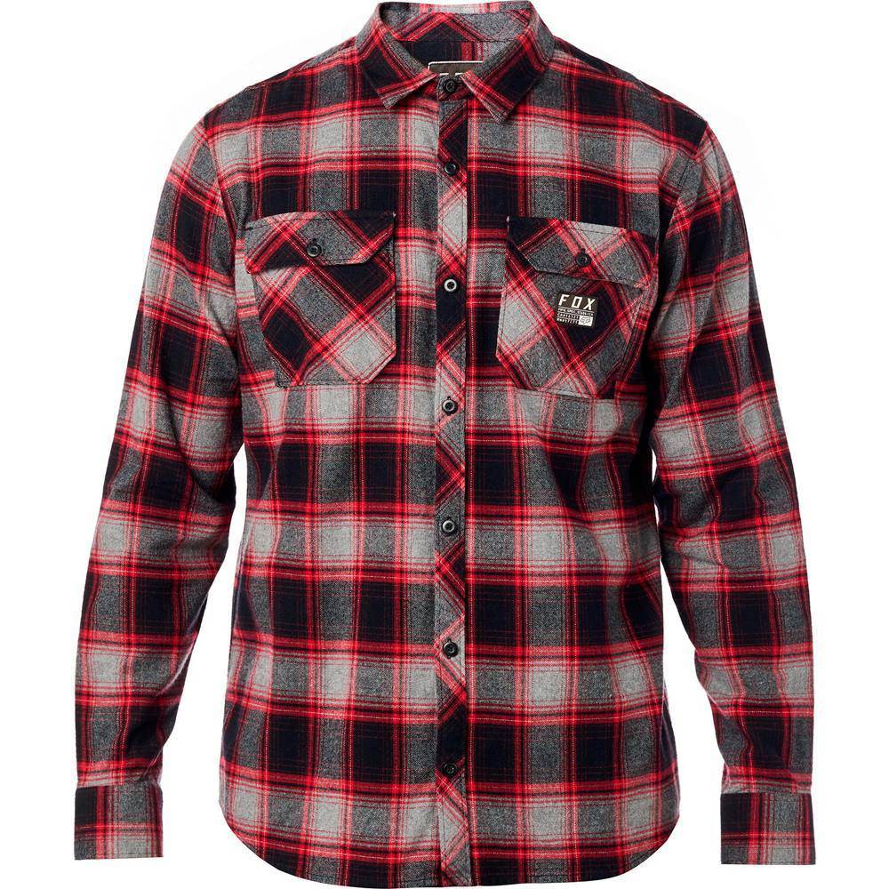 Camisa Lifestyle Traildust Flannel Gris Rojo Fox Racing. - Rideshop