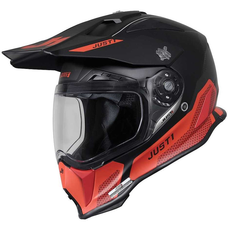 Just1 Casco Moto J14-F Elite Rojo Fluor Negro - Rideshop