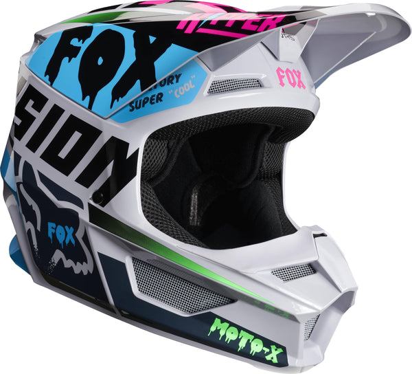 Casco Moto Niño V1 Czar Gris Fox Racing. - Rideshop