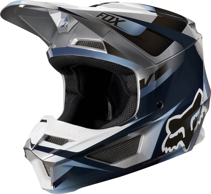 Casco Moto Niño V1 Motif Azul Gris Fox.-Rideshop