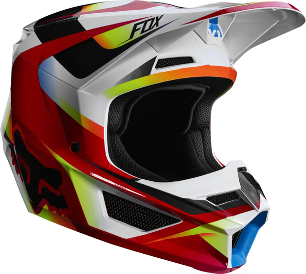 Casco Moto Niño V1 Motif Rojo Blanco Fox Racing. - Rideshop