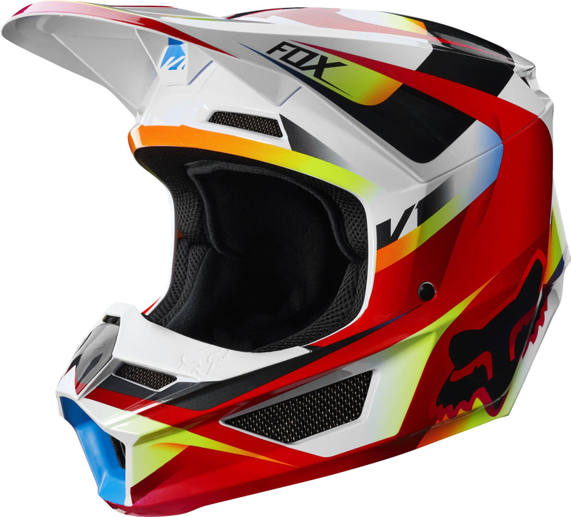 Casco Moto Niño V1 Motif Rojo Blanco Fox Racing. - Rideshop