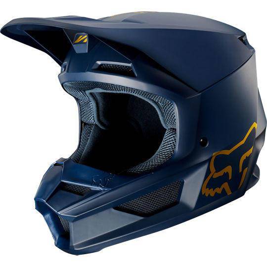 Casco Moto V1 Azul Gold Navy Fox Racing. - Rideshop