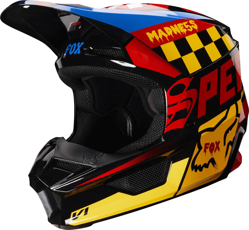 Casco Moto V1 Czar Negro Amarillo Fox Racing. - Rideshop