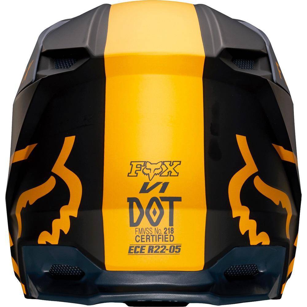 Casco Moto V1 Mata Azul Amarillo Fox Racing. - Rideshop