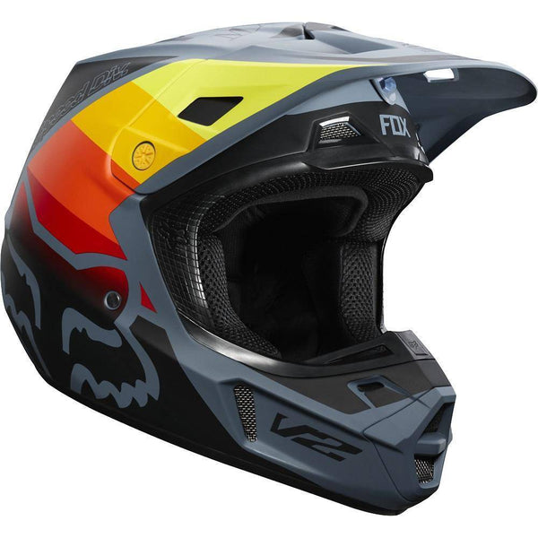 Casco Moto V2 Murc Azul Acero Fox Racing. - Rideshop