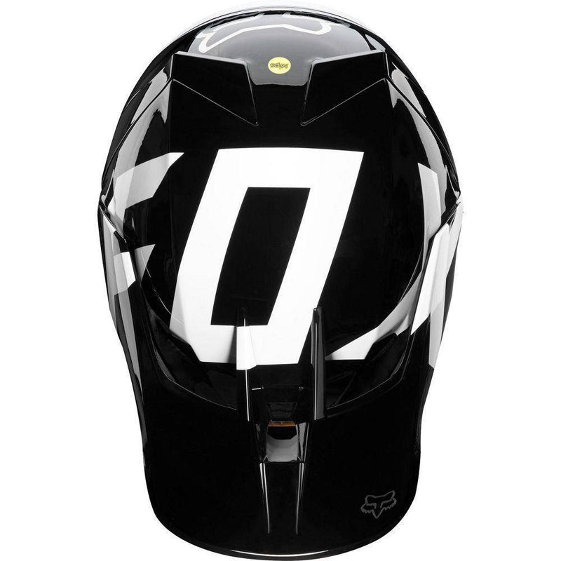 Casco Moto V3 Preest Negro Blanco Rojo Fox Racing. - Rideshop