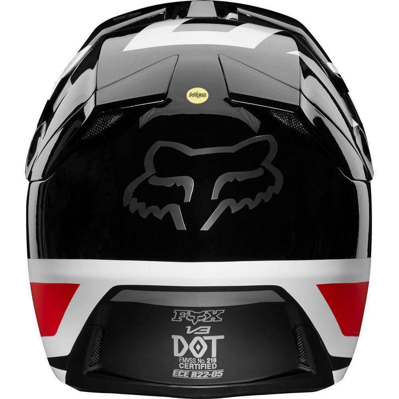 Casco Moto V3 Preest Negro Blanco Rojo Fox Racing. - Rideshop