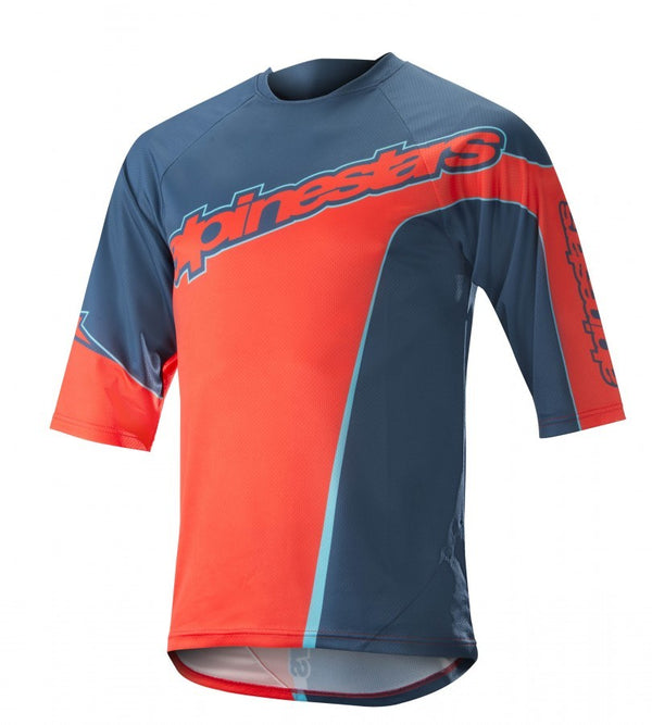 Polera Alpinestars Crest 3/4 Poseidon Blue Energy Orange - Rideshop