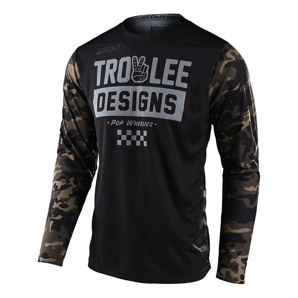 Polera de Moto Scout Gp Peace & Wheelies Camo Verde Troy Lee Designs - Rideshop