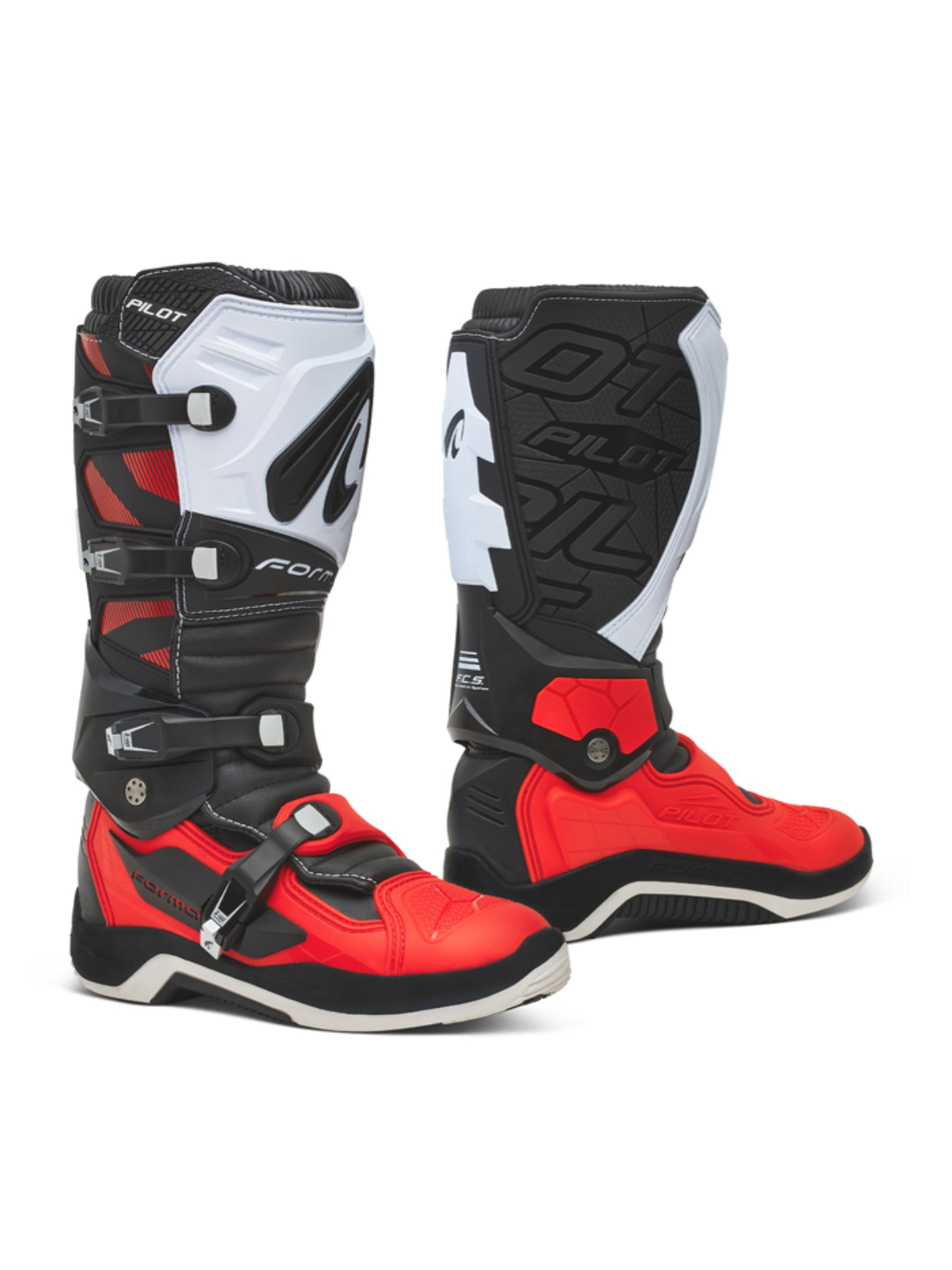 Forma Botas De Motocross Pilot Negro / Rojo / Blanco