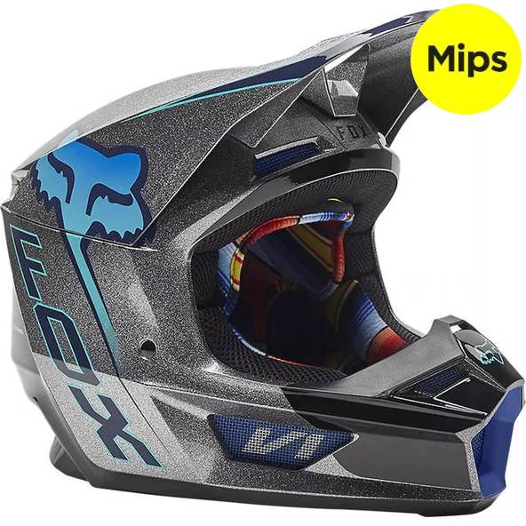 Casco Moto V1 Cntro Gris Fox Racing - Rideshop