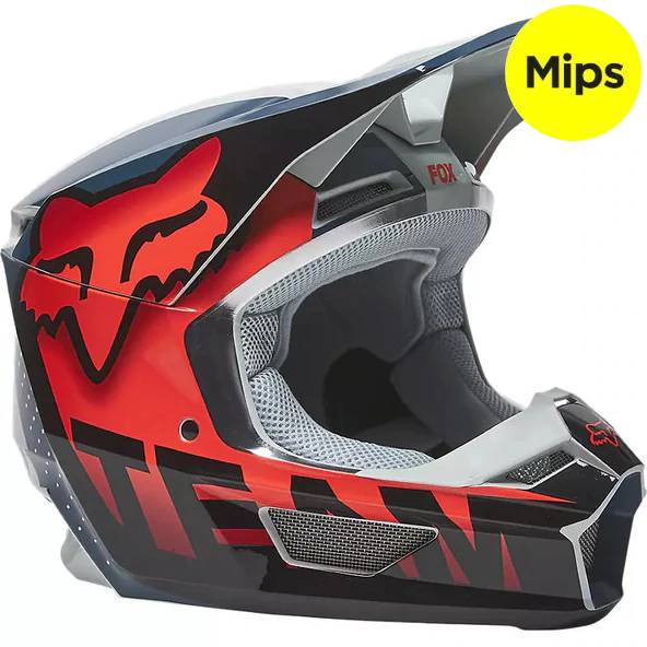 Casco Moto V1 Trice Gris/Naranjo Fox Racing - Rideshop