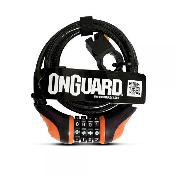 ON GUARD - CANDADO ESPIRAL C/CLAVE NS 180X8 NARANJO - Rideshop