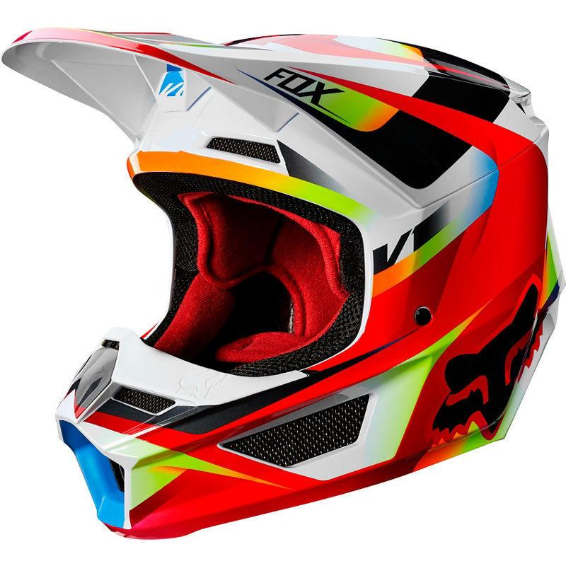 Visera Moto Niño Motif Rojo/Blanco Fox Racing - Rideshop