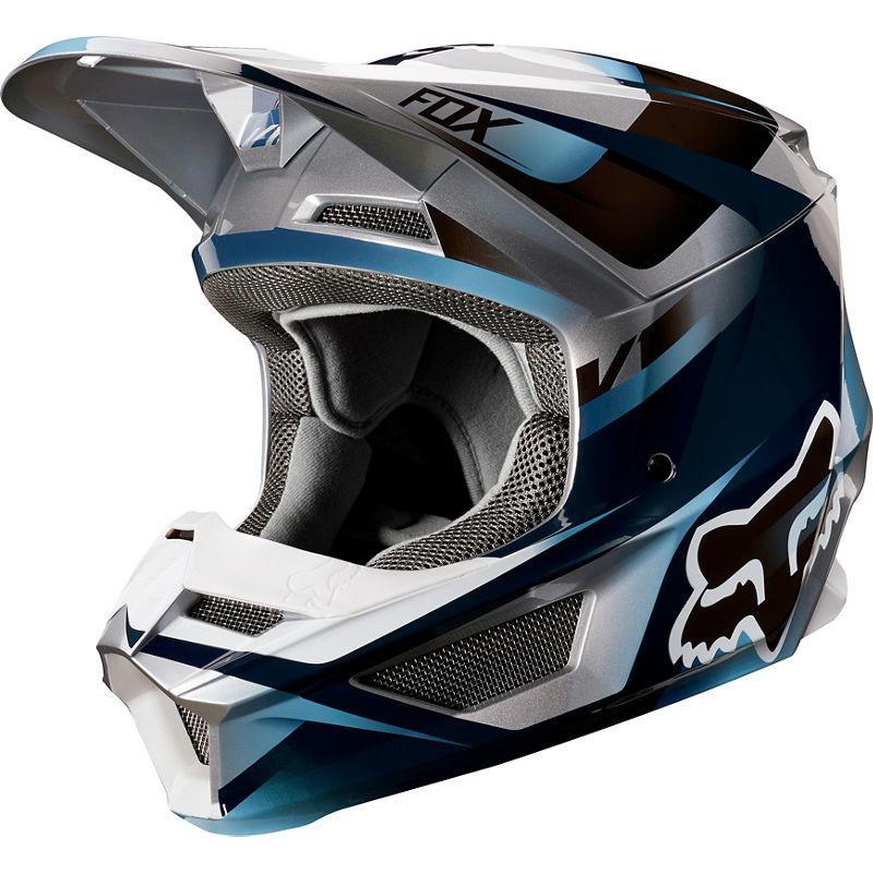 Visera Moto Niño Motif Azul/Gris Fox Racing- - Rideshop