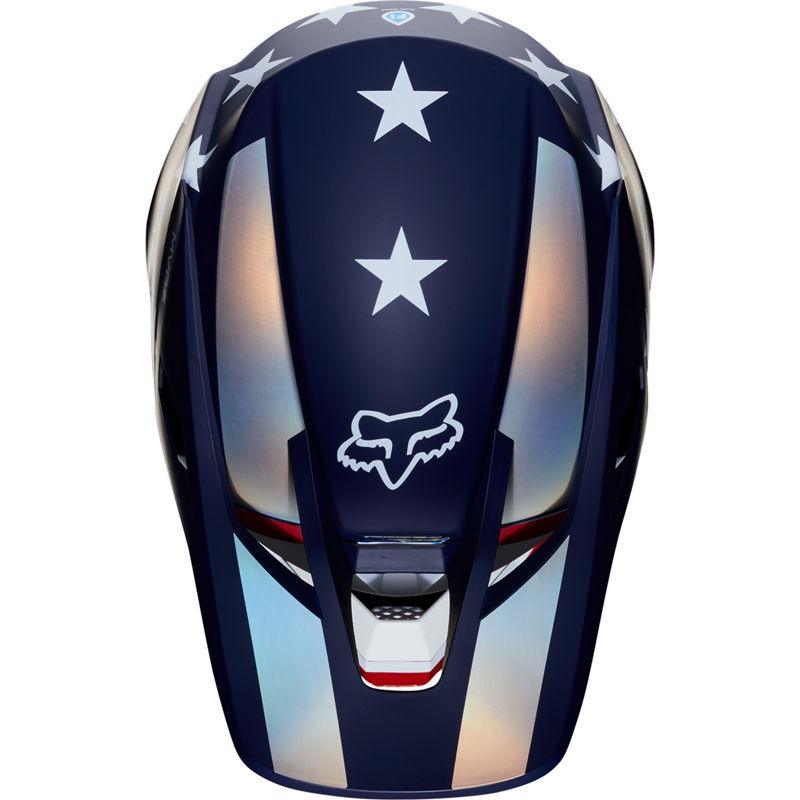 Visera Moto V3 Prey Blanco/Rojo/Azul Fox Racing. - Rideshop