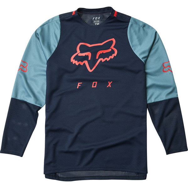 Polera Bicicleta Niño Defend Ls Azul Fox Racing - Rideshop