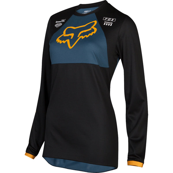 Polera Moto Niña 180 Mata Negro Azul Fox Racing - Rideshop