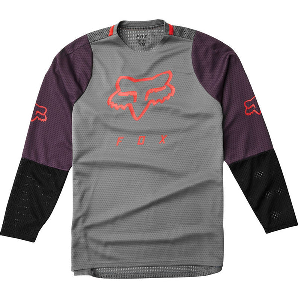 Polera Bicicleta Niño Defend Ls Gris Fox Racing - Rideshop