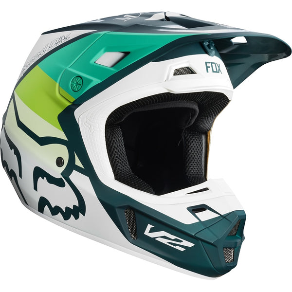 Casco Moto V2 Murc Verde Fox Racing - Rideshop