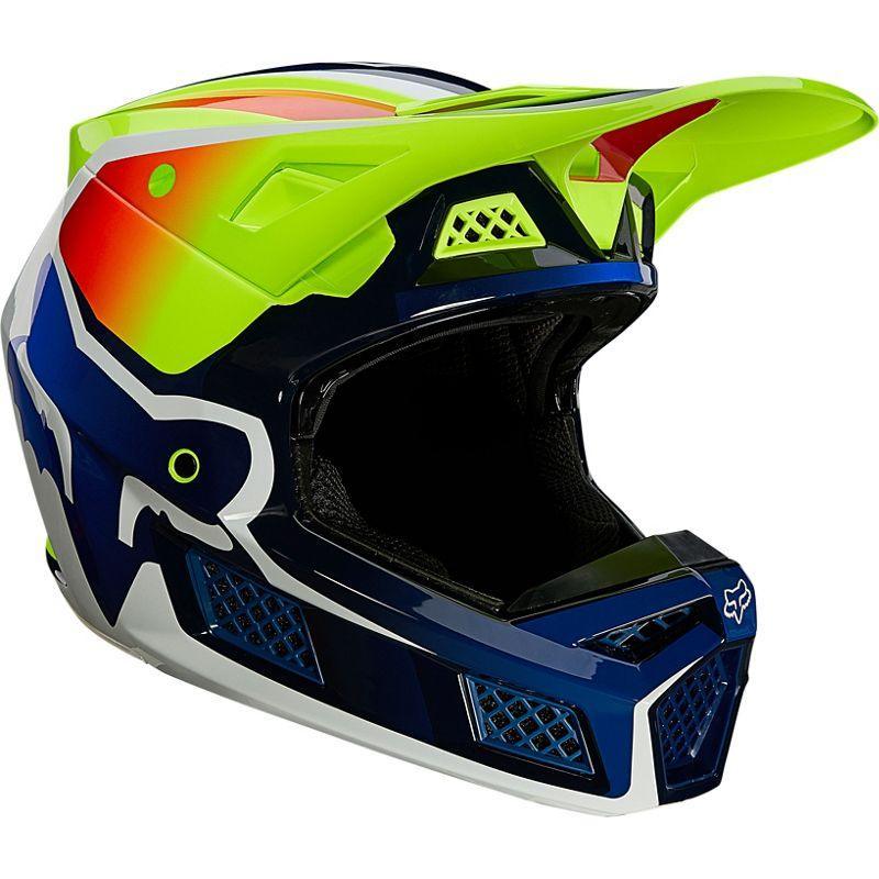 Casco Moto V3 Wired Amarillo Fluor Fox Racing - Rideshop