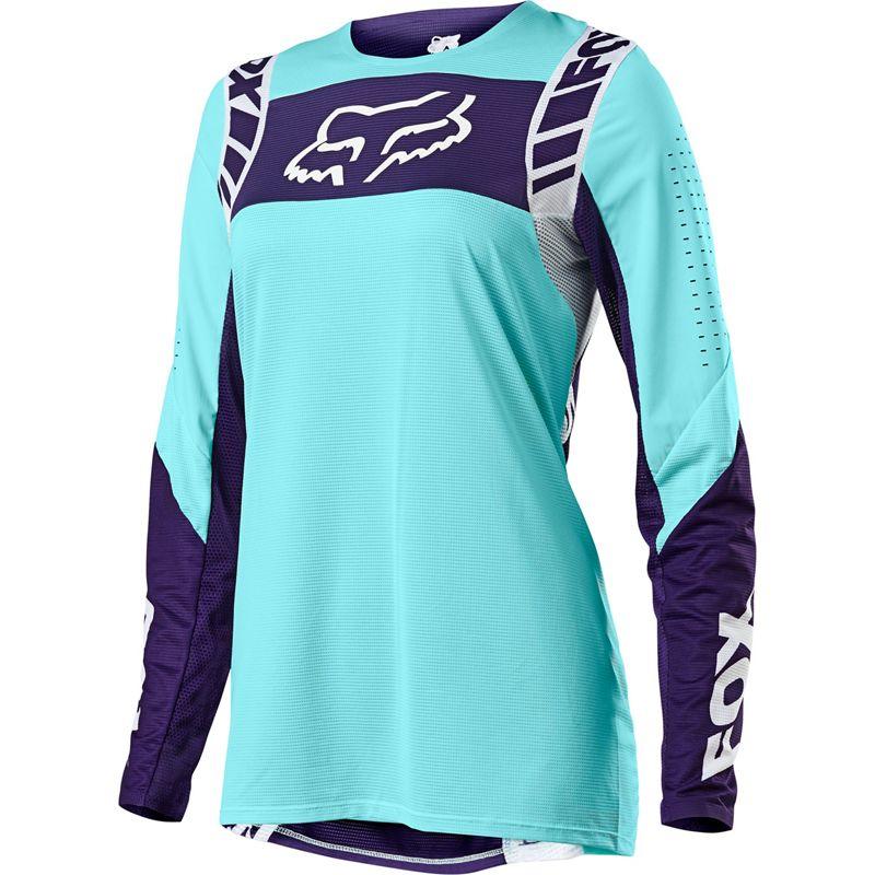 Polera Moto Mujer Flexair Mach One Celeste Fox Racing - Rideshop