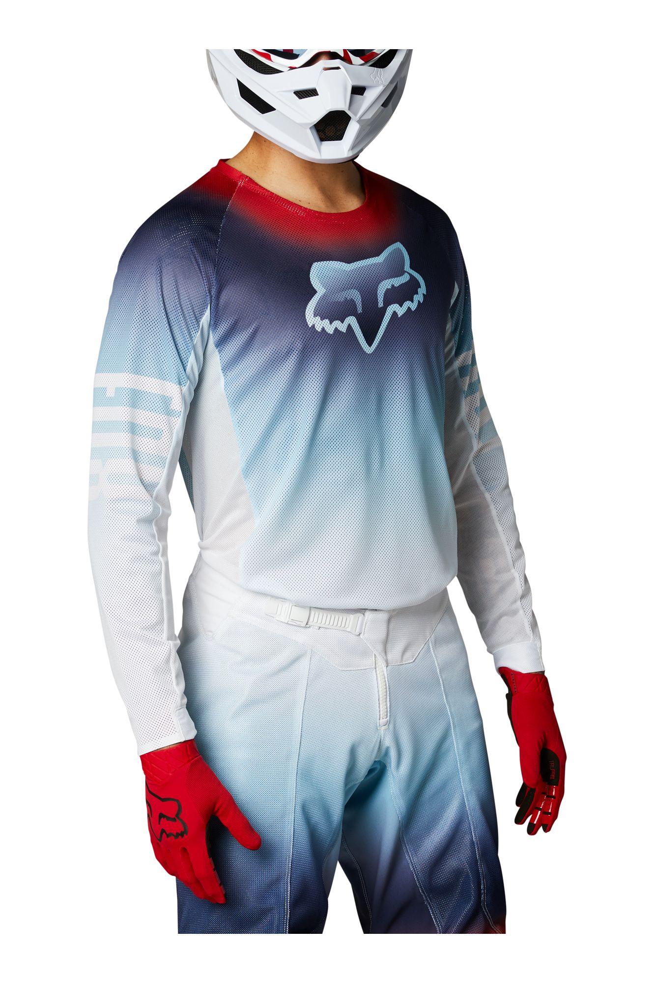 Polera Moto Airline Reepz Blanco/Rojo/Azul Fox Racing - Rideshop