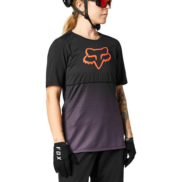 Polera Bicicleta Mujer Flexair Negro/Morado Fox Racing - Rideshop