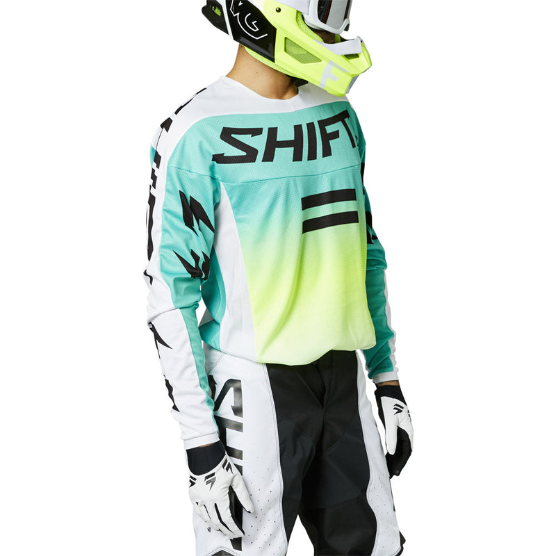 Shift Polera Moto Whit3 Label Fade Blanco/Verde-Rideshop