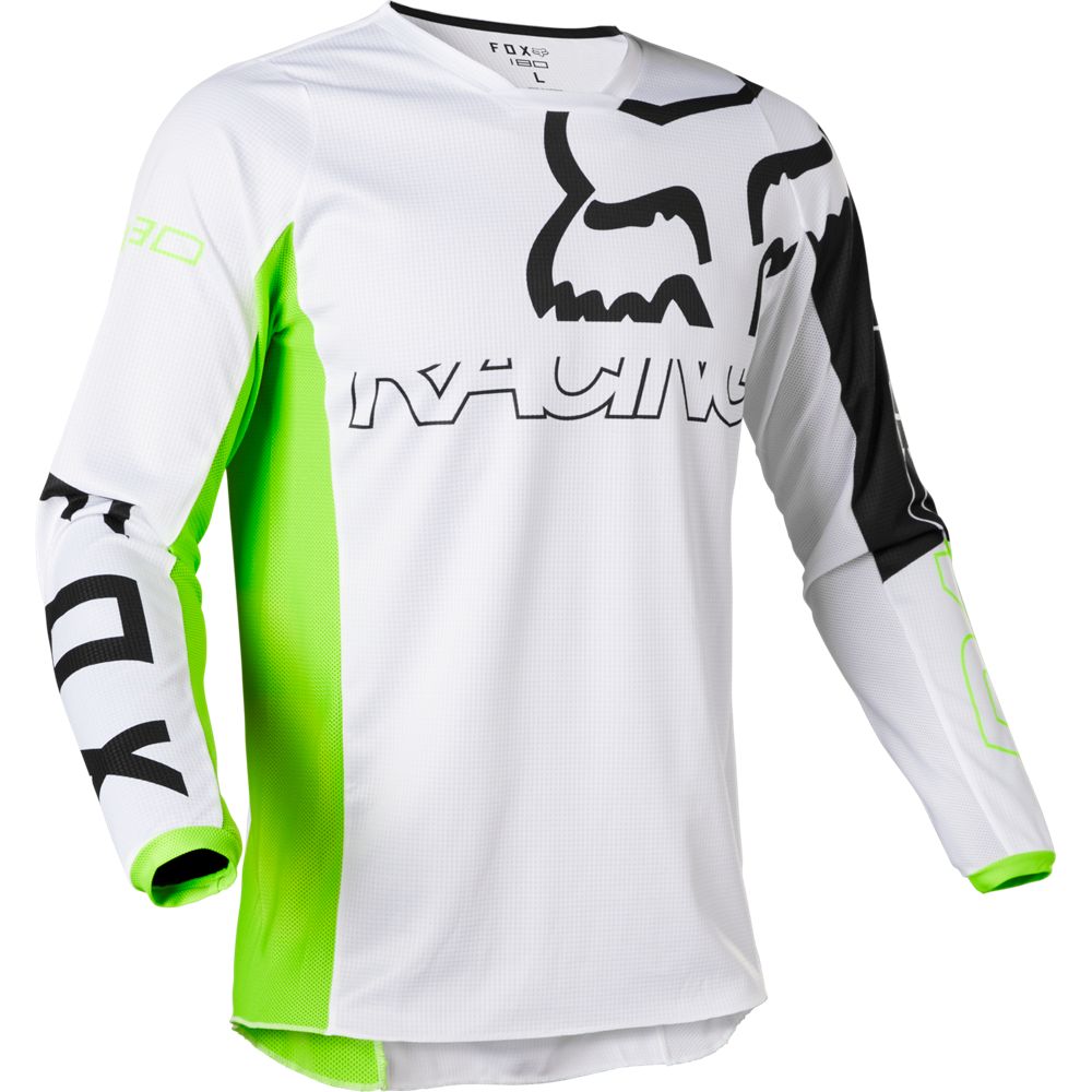 FOX Polera Moto 180 Skew Blanco/Amarillo - Rideshop
