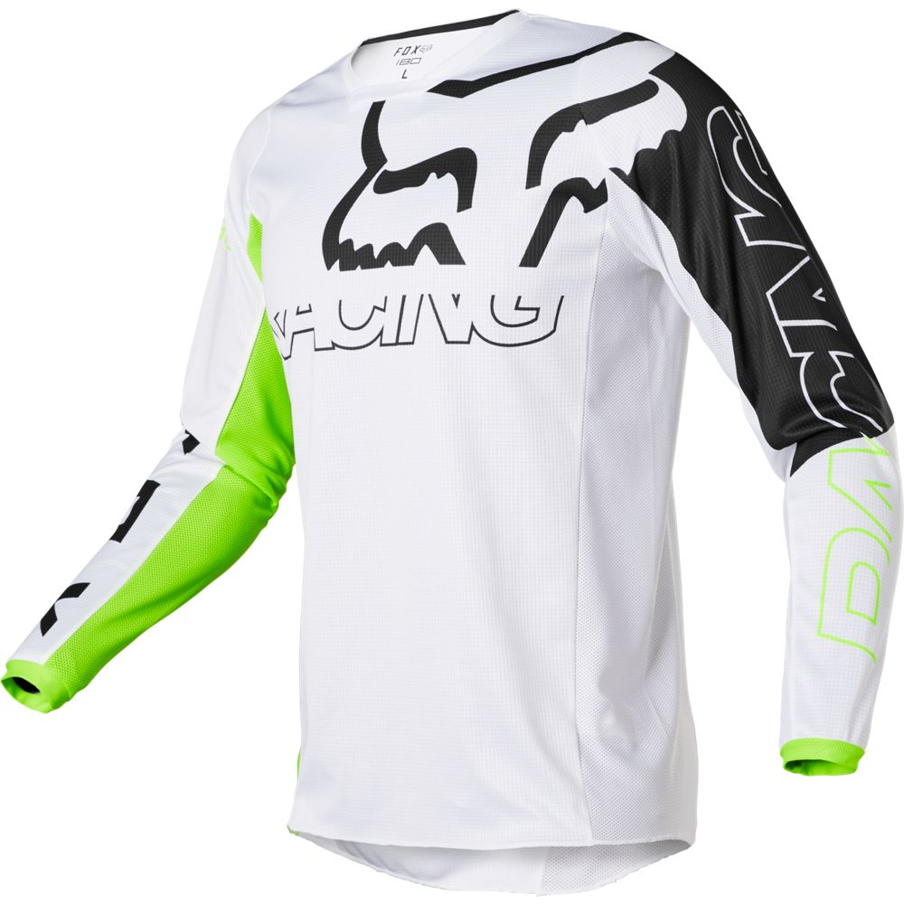 FOX Polera Moto 180 Skew Blanco/Amarillo - Rideshop