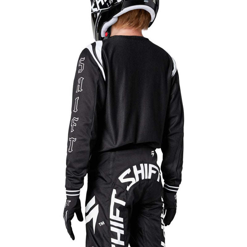 Shift Polera Moto Niño White Laberl Flare Negro - Rideshop