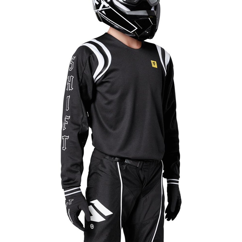 Shift Polera Moto Niño White Laberl Flare Negro - Rideshop