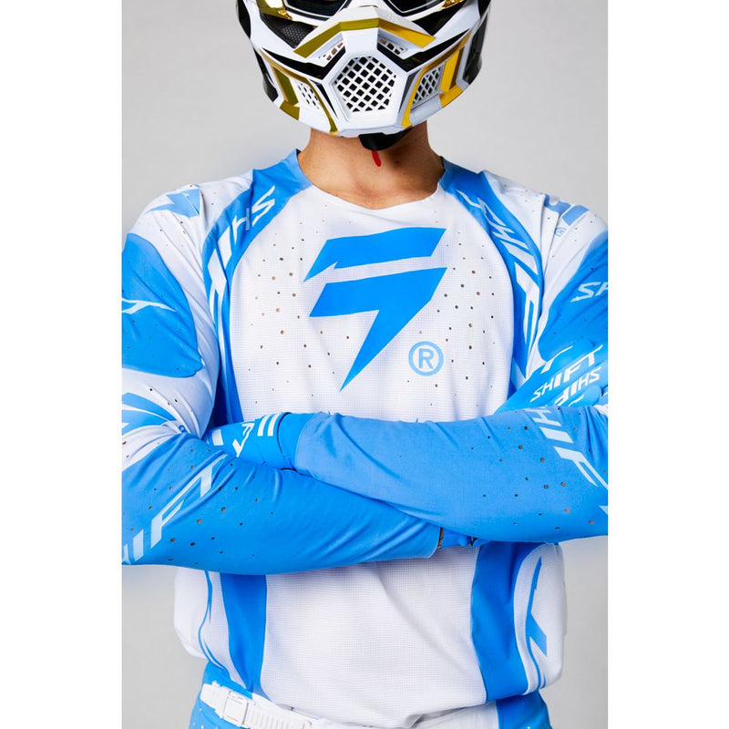 Shift Polera Moto Blue Label Nirvana Blanco/Azul - Rideshop