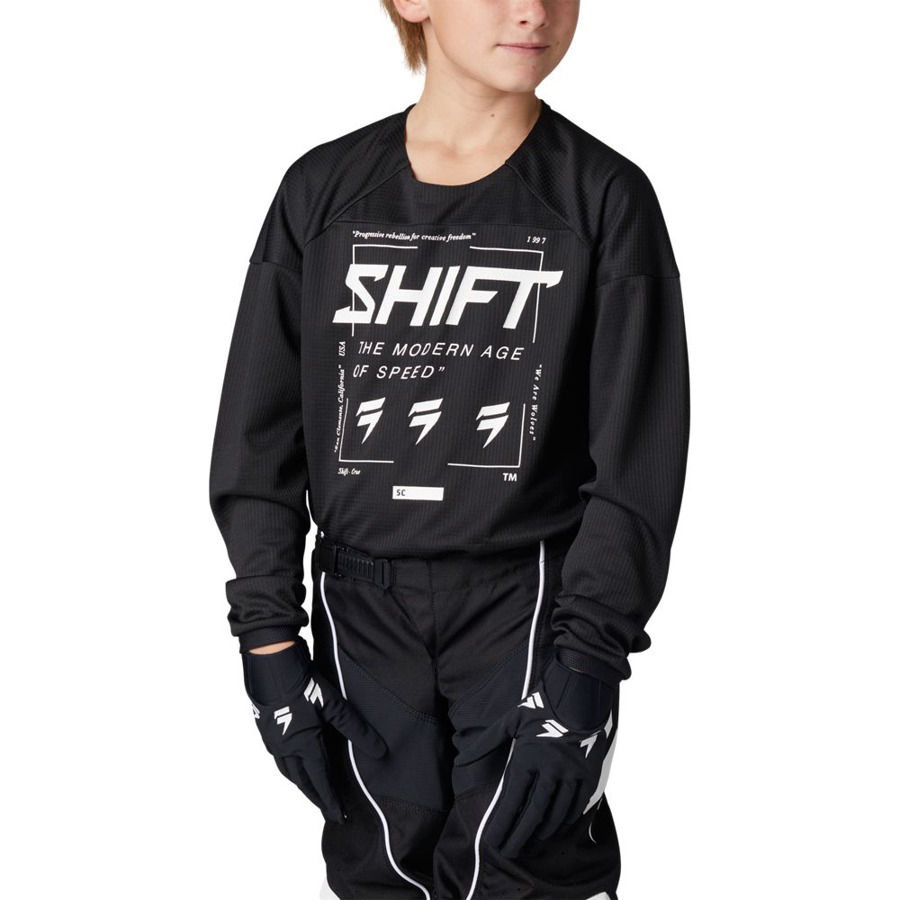 Shift Polera Moto Niño White Label Bliss Negro - Rideshop