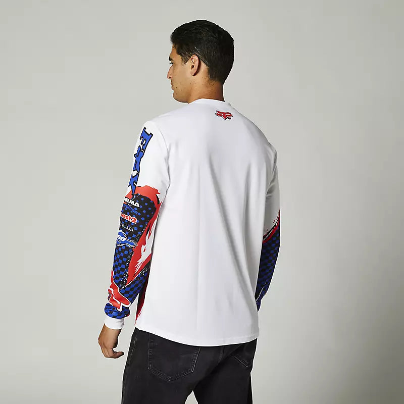 FOX Polera Lifestyle Brushed Blanco/Azul/Rojo - Rideshop