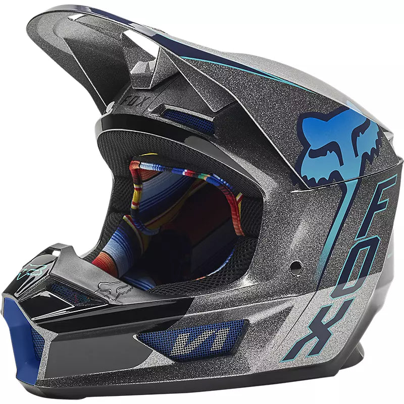 Casco Moto V1 Cntro Gris Fox Racing - Rideshop